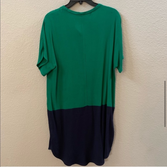 NWT ZARA COLORBLOCK NAVY GREEN TUNIC TOP DRESS - Picture 9 of 13